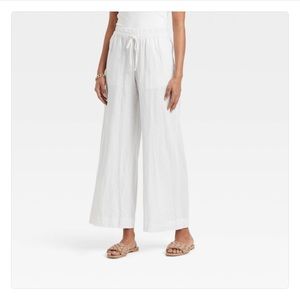 COPY - - Target A New Day White High Rise Wide Leg Linen Pull-On Pants